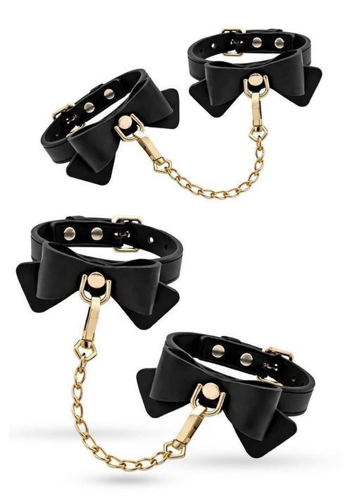 Load image 1 in gallery view. Temptasia Ardor Silicone Wrist and Ankle Restraints with Bow - Black