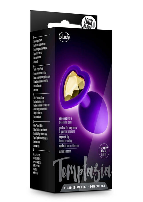 Load image 1 in gallery view. Temptasia Bling Plug Silicone Butt Plug - Purple - Medium