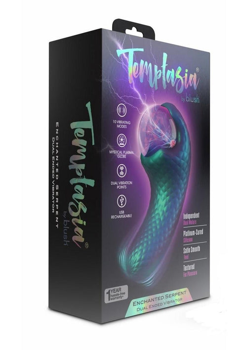 Load image 1 in gallery view. Temptasia Enchanted Serpent Rechargeable Silicone Dual Vibrator - Multicolor