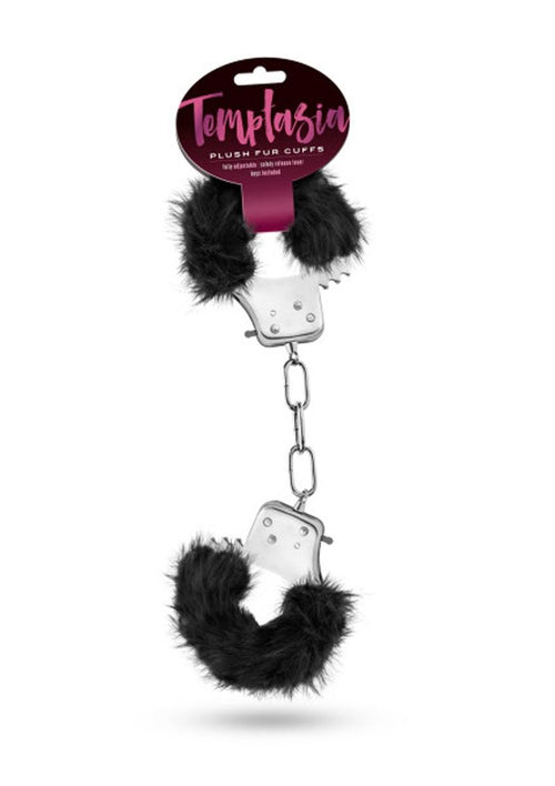 Load image 1 in gallery view. Temptasia Plush Fur Cuffs - Black