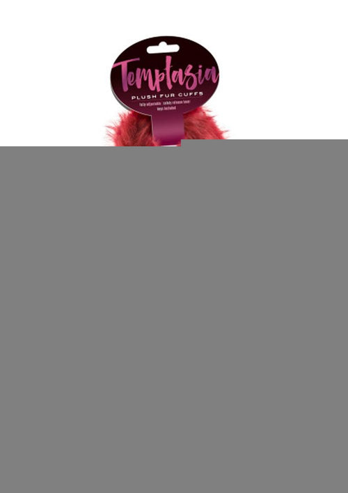 Load image 1 in gallery view. Temptasia Plush Fur Cuffs - Burgundy/Metal/Red
