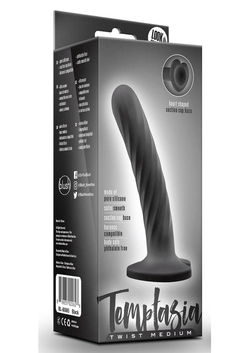 Load image 1 in gallery view. Temptasia Twist Silicone Dildo - Black - Medium - 5.5in