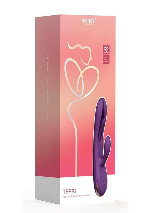 Load image 1 in gallery view. Terri App Controlled Kinky Finger Tapping Rabbit Vibrator - Gold/Purple