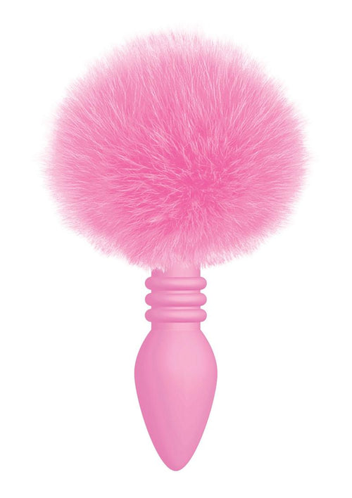 Load image 1 in gallery view. The 9's - Cottontails Silicone Ribbed Bunny Tail Butt Plug - Pink