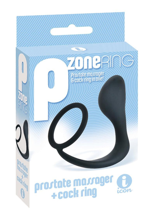Load image 1 in gallery view. The 9's - P Zone Silicone Prostate Massager and Cock Ring - Black