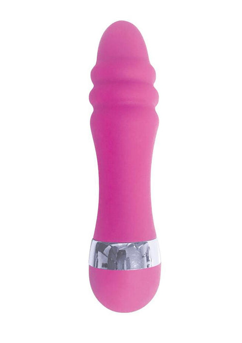 Load image 1 in gallery view. The 9's - Pinkies, Ridgy Silicone Mini Vibrator - Pink - 4.5in