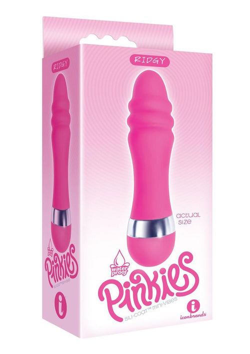 Load image 1 in gallery view. The 9's - Pinkies, Ridgy Silicone Mini Vibrator - Pink - 4.5in