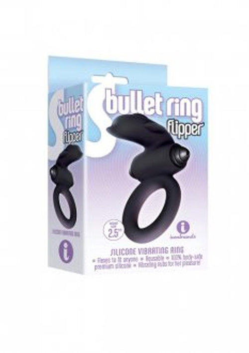 Load image 1 in gallery view. The 9's - S-Bullet Ring Flipper Silicone Vibrating Cock Ring - Black