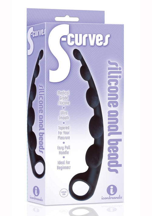 Load image 1 in gallery view. The 9's - S-Curves Silicone Anal Beads - Black