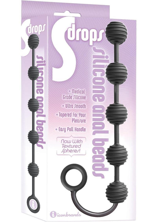 Load image 1 in gallery view. The 9's - S Drops Silicone Anal Beads - Black