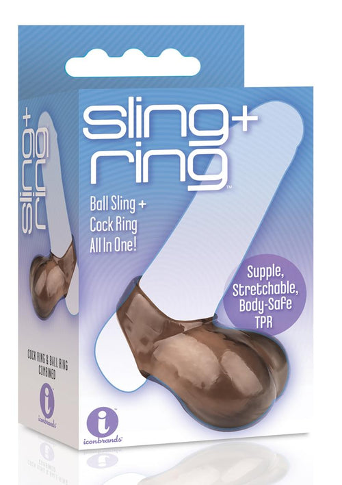 Load image 1 in gallery view. The 9's - Sling and Ring Cock Ring and Ball Sling - Smoke