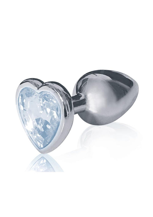 Load image 1 in gallery view. The 9's - The Silver Starter Bejeweled Heart Stainless Steel Plug - Clear/Diamond