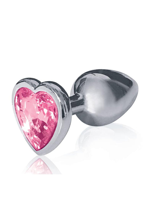 Load image 1 in gallery view. The 9's - The Silver Starter Bejeweled Heart Stainless Steel Plug - Pink