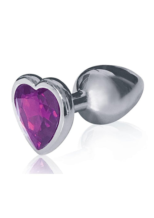Load image 1 in gallery view. The 9's - The Silver Starter Bejeweled Heart Stainless Steel Plug - Purple/Violet