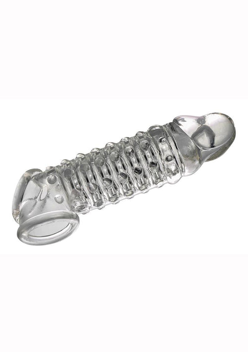 Load image 1 in gallery view. The 9's - Toppers Open Ended, Ribbed and Nubbed Penis Extender - Clear