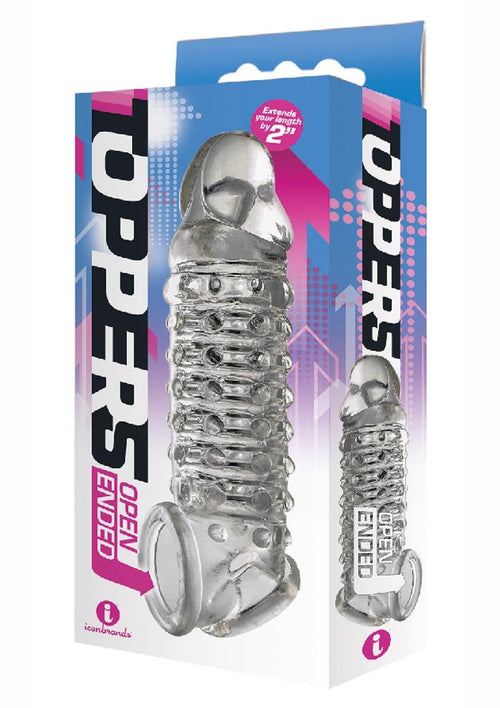 Load image 1 in gallery view. The 9's - Toppers Open Ended, Ribbed and Nubbed Penis Extender - Clear