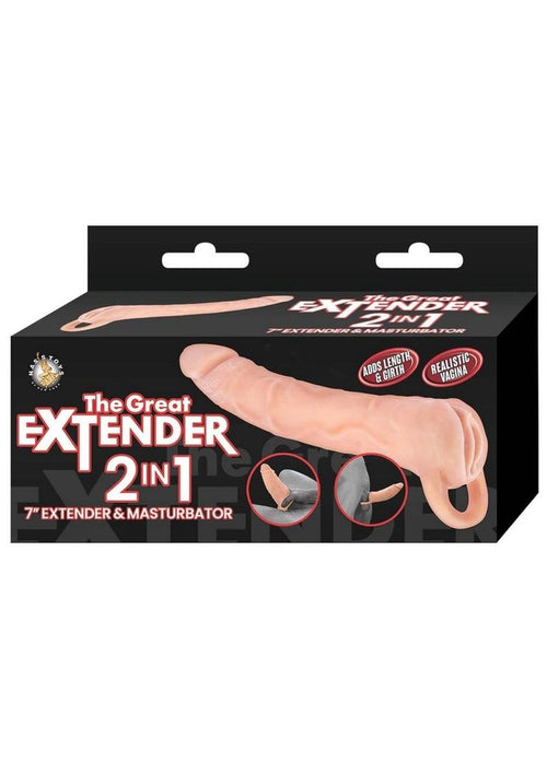 Load image 1 in gallery view. The Great Extender 2 In 1 Extender and Masturbator - Vanilla - 7in