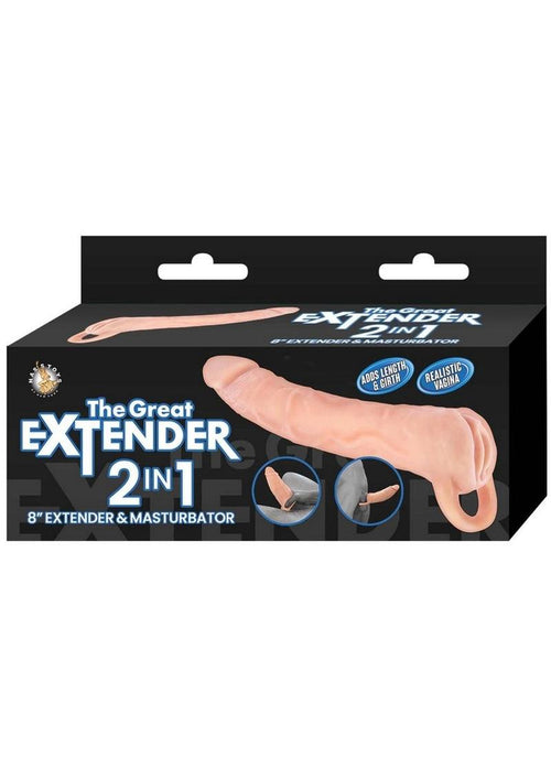 Load image 1 in gallery view. The Great Extender 2 In 1 Extender and Masturbator - Vanilla - 8in