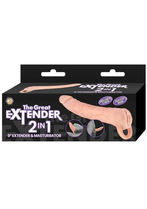 Load image 1 in gallery view. The Great Extender 2 In 1 Extender and Masturbator - Vanilla - 9in
