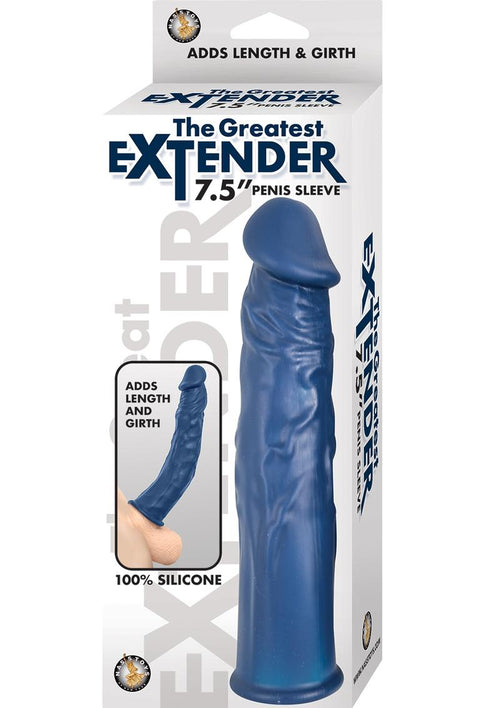 Load image 1 in gallery view. The Greatest Extender Silicone Penis Sleeve - Blue - 7.5in