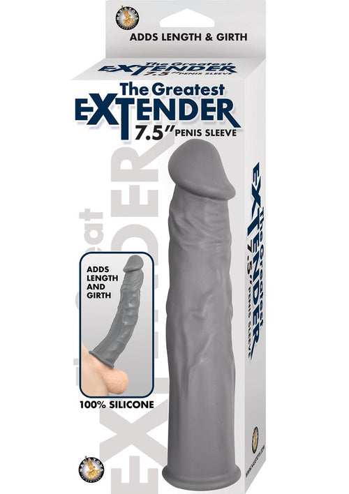 Load image 1 in gallery view. The Greatest Extender Silicone Penis Sleeve - Gray/Grey - 7.5in
