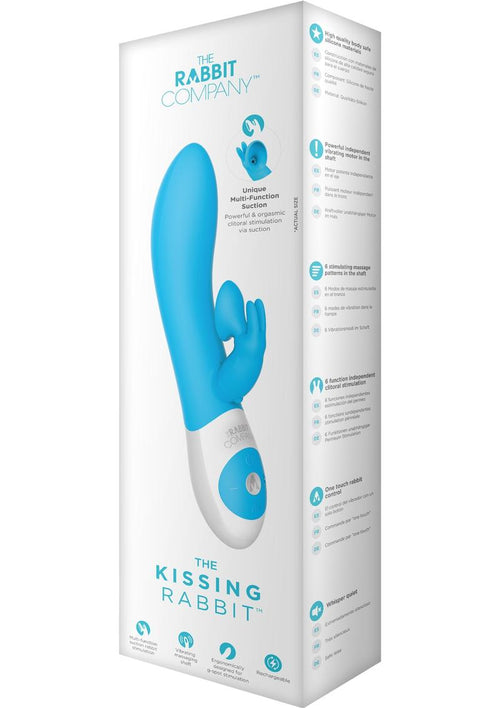 Load image 1 in gallery view. The Kissing Rabbit Rechargeable Silicone Vibrator with Clitoral Suction - Blue