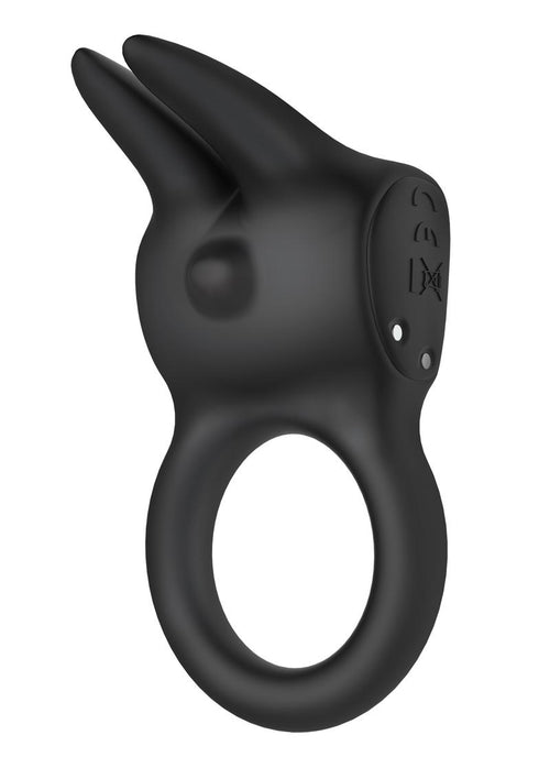 Load image 1 in gallery view. The Rabbit Love Ring Rechargeable Silicone Couples Ring - Black