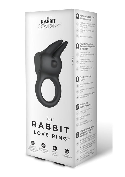 Load image 1 in gallery view. The Rabbit Love Ring Rechargeable Silicone Couples Ring - Black