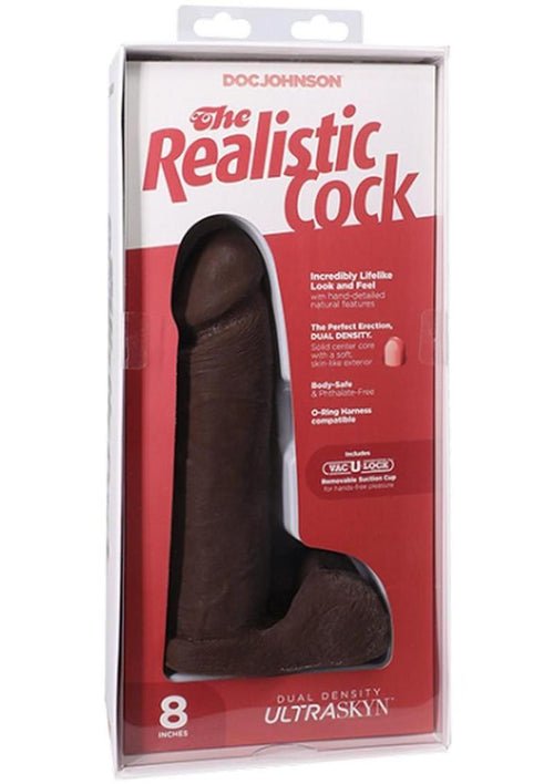 Load image 1 in gallery view. The Realistic Cock Ultraskyn Dildo - Black - 8in