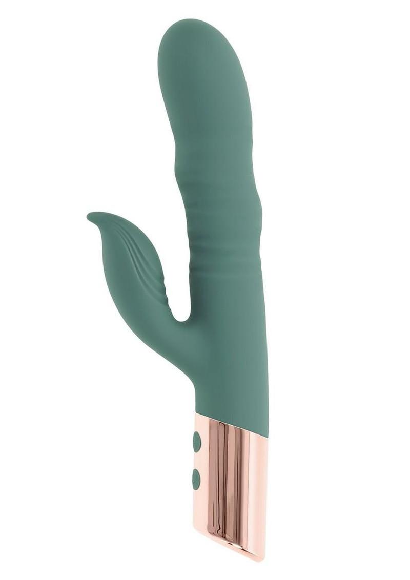 The Shimmy Rechargeable Silicone Vibrator with Clitoral Stimulator Evolved