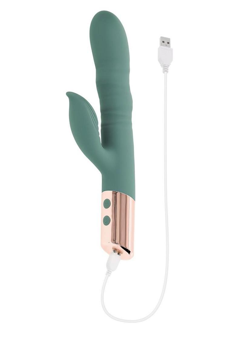 The Shimmy Rechargeable Silicone Vibrator with Clitoral Stimulator Evolved