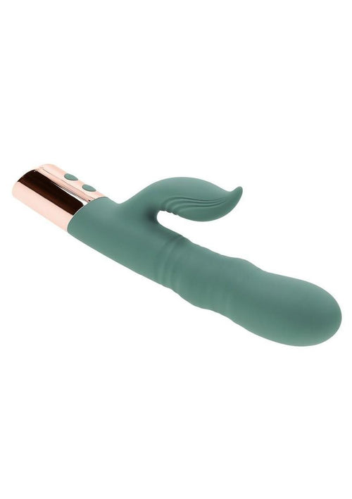 Load image 1 in gallery view. The Shimmy Rechargeable Silicone Vibrator with Clitoral Stimulator - Green