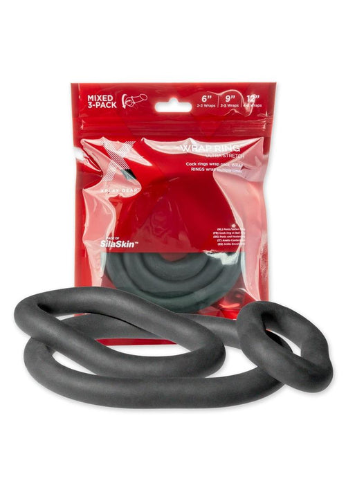 Load image 1 in gallery view. The Xplay Mix Pack Silicone Wrap Ring Ultra Stretch 6, 9 - Black - 12in - 3 Pack