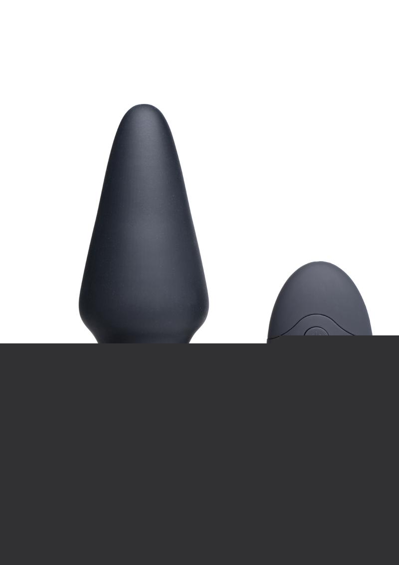 Thump-It Rechargeable Silicone Thumping Anal Plug with Remote Control - Black - Large