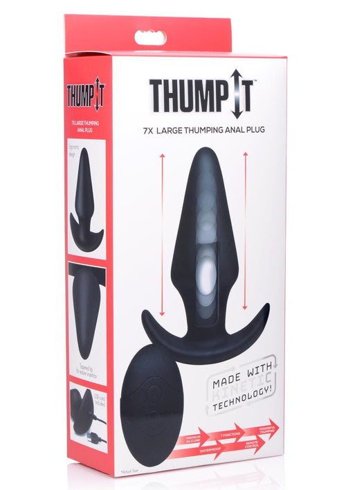 Load image 1 in gallery view. Thump-It Rechargeable Silicone Thumping Anal Plug with Remote Control - Black - Large