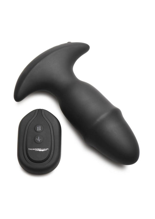 Load image 1 in gallery view. Thunder Plug Butt Slider 7x Sliding Ring Silicone Rechargeable Missle Plug with Remote Control - Black
