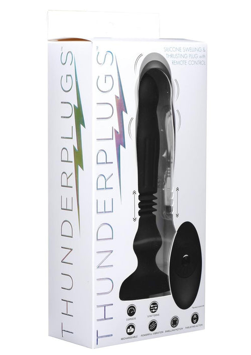 Load image 1 in gallery view. Thunder Plugs Silicone Swelling and Thrusting Plug with Remote Control - Black