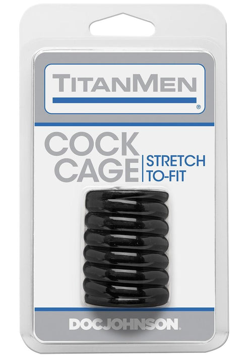 Load image 1 in gallery view. Titanmen Ribbed Stretch-To-Fit Cock Cage - Black