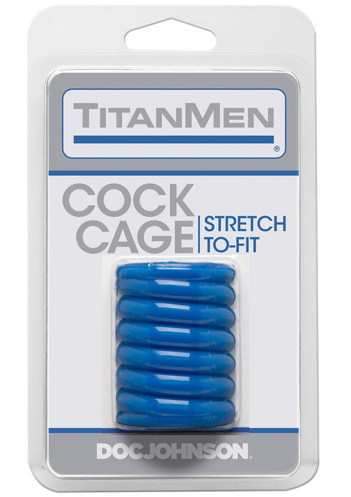 Load image 1 in gallery view. Titanmen Ribbed Stretch-To-Fit Cock Cage - Blue