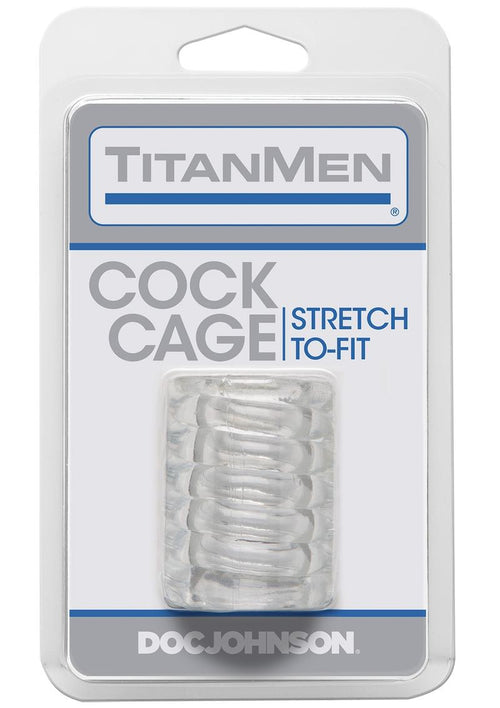 Load image 1 in gallery view. Titanmen Ribbed Stretch-To-Fit Cock Cage - Clear