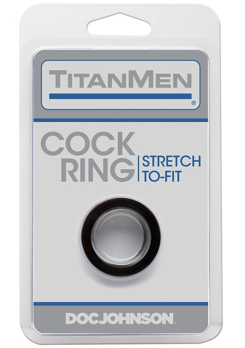 Load image 1 in gallery view. Titanmen Stretch-To-Fit Cock Ring - Black