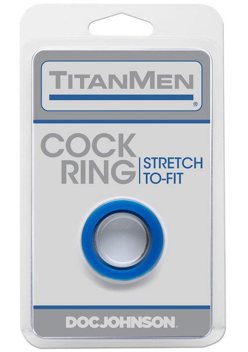 Load image 1 in gallery view. Titanmen Stretch-To-Fit Cock Ring - Blue
