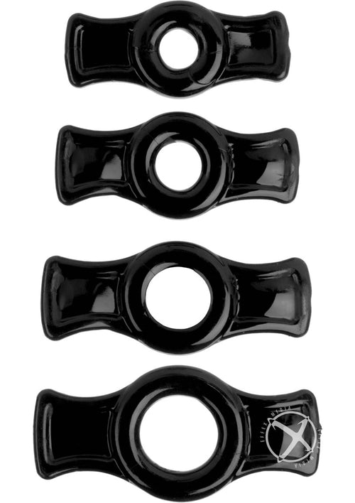 Load image 1 in gallery view. Titanmen Stretch-To-Fit Cock Rings - Black - 4 Piece Kit
