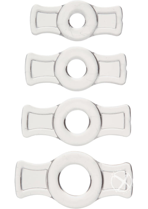 Load image 1 in gallery view. Titanmen Stretch-To-Fit Cock Rings - Clear - 4 Piece Kit