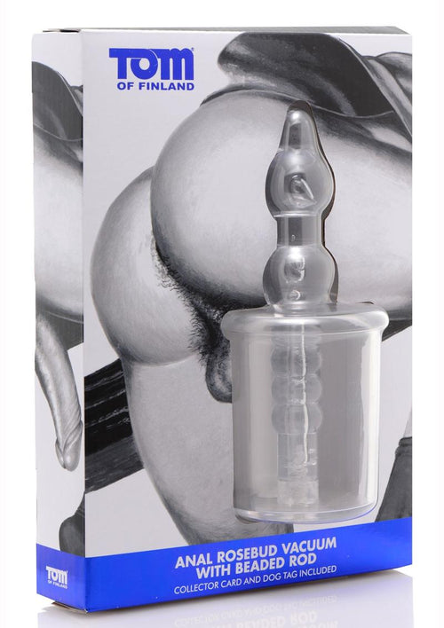 Load image 1 in gallery view. Tom Of Finland Anal Rosebud Vacuum W/Beaded Rod - Clear