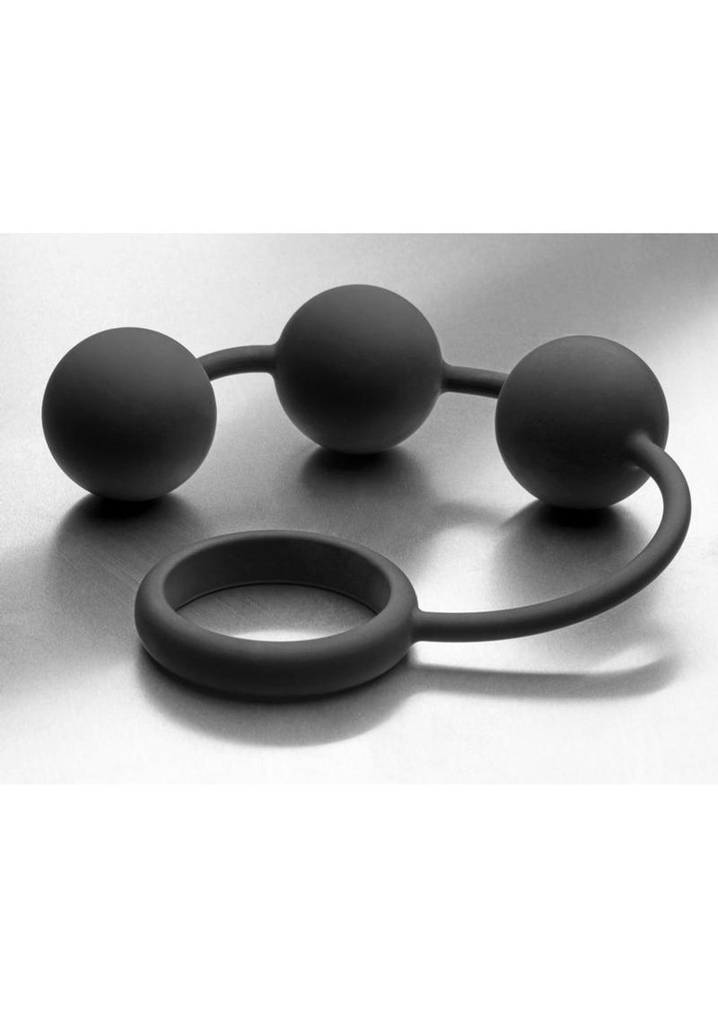 Tom Of Finland Silicone Cock Ring with 3 Weighted Balls TOM OF FINLAND