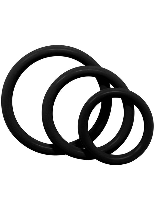 Load image 1 in gallery view. Tri Rings Cock Ring - Black - 3 Piece Set/Set