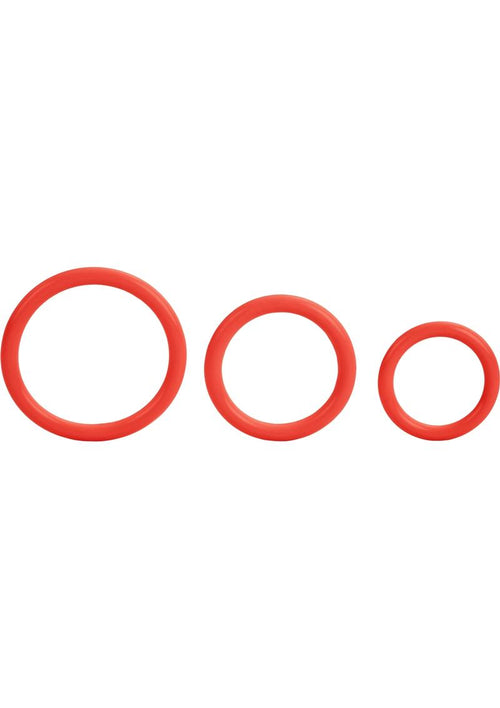 Load image 1 in gallery view. Tri Rings Cock Ring - Red - 3 Piece Set/Set