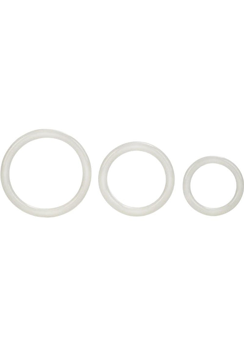 Load image 1 in gallery view. Tri Rings Cock Ring - Glow In The Dark/White - 3 Piece Set/Set