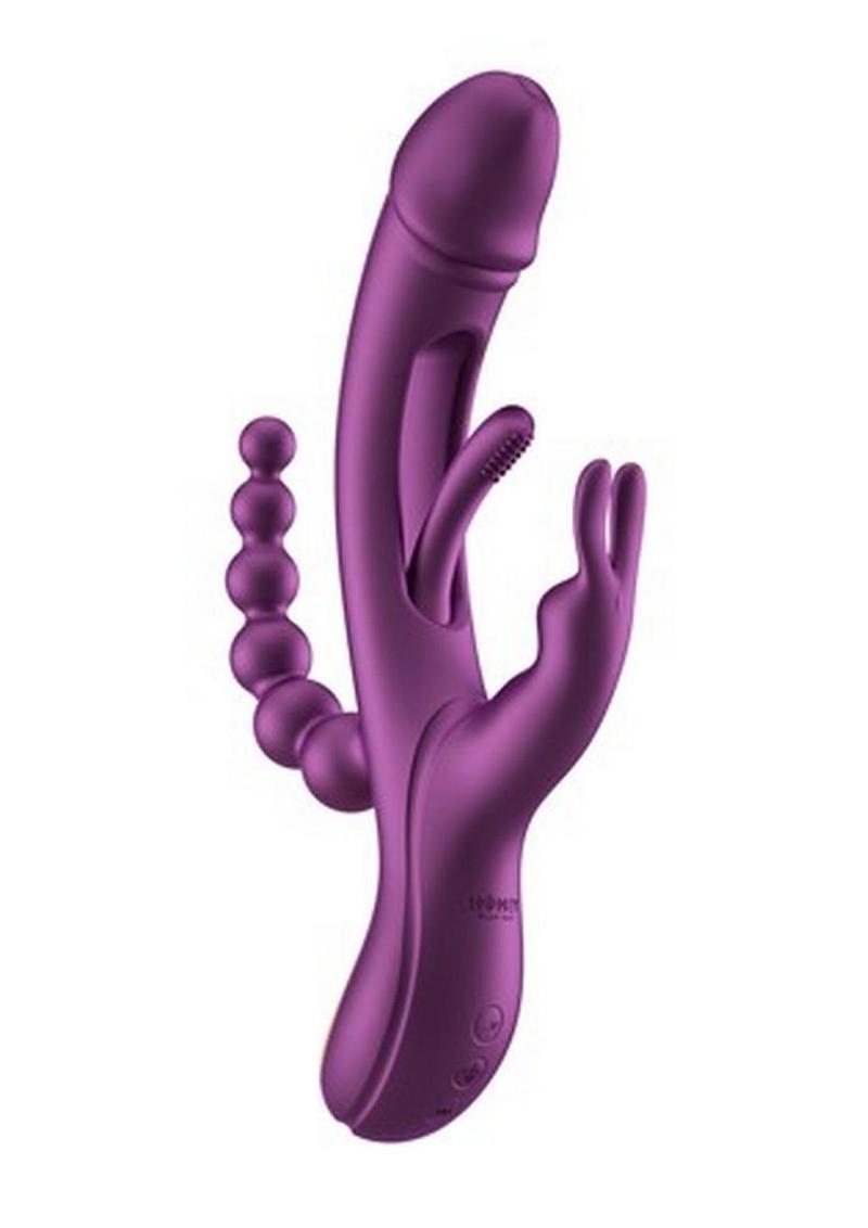 Trilux Kinky Finger Rechargeable Silicone Rabbit Vibrator with Anal Beads Honey Play Box